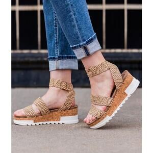 PIERRE DUMAS Drake 2 Woven Wedge Flatform Sandal Women's Size 90